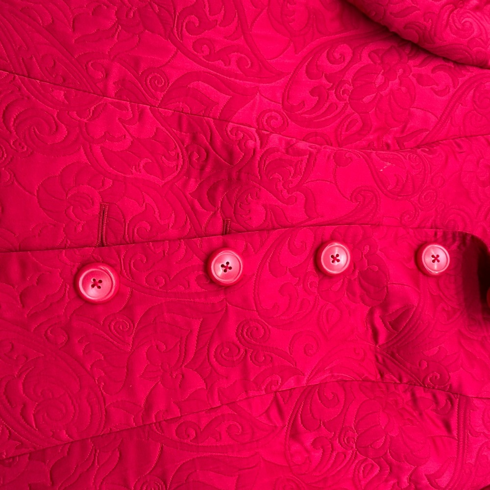 Dana‎ Buchman Petite Red Jacquard Blazer Jacket Button Front Textured Women - Picture 5 of 9